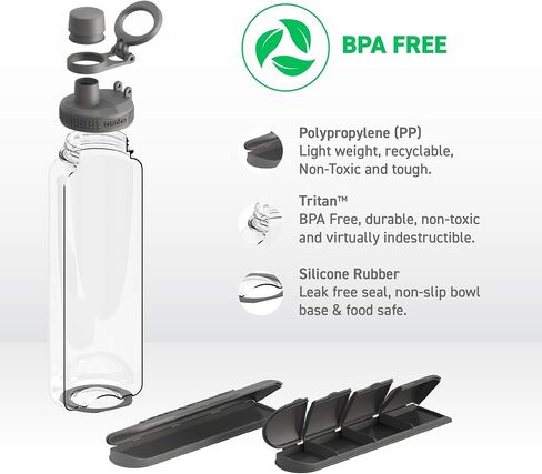 asobu Electrolyte Large Sports Water Bottle with Interchangeable Packet and Pill Storage Compartments Durable Tritan 40oz (Black) in Saudi Arabia