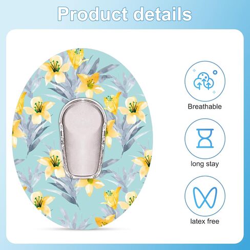 25pcs Adhesive Patch for Dexcom G6, Waterproof Adhesive Overpatches Breathable Sweatproof Sensor Cover Colorful Floral Sensor Tape Sensor Stickers Protector for Dexcom G6 in Saudi Arabia