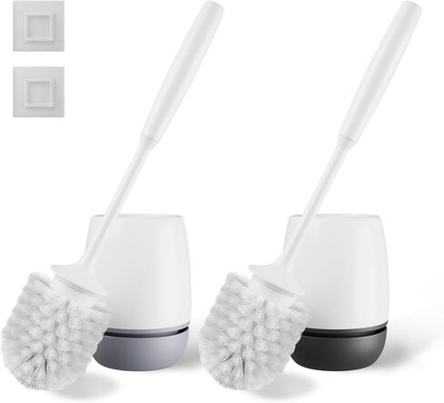 Toilet Brush, Toilet Bowl Brush and Holder Set for Bathroom, Toilet Cleaning Scrubber Cleaner Brush for Bathroom for Deep Cleaning with Stiff Plastic Bristle, Ventilated Holder (Black) in Saudi Arabia