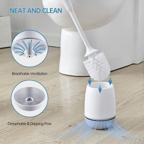 Toilet Brush, Toilet Bowl Brush and Holder Set for Bathroom, Toilet Cleaning Scrubber Cleaner Brush for Bathroom for Deep Cleaning with Stiff Plastic Bristle, Ventilated Holder (Black) in Saudi Arabia