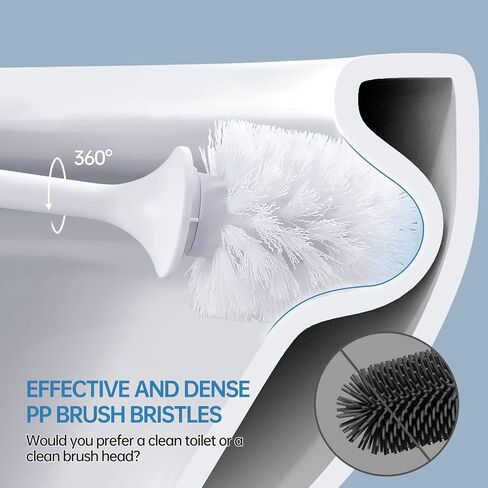 Toilet Brush, Toilet Bowl Brush and Holder Set for Bathroom, Toilet Cleaning Scrubber Cleaner Brush for Bathroom for Deep Cleaning with Stiff Plastic Bristle, Ventilated Holder (Black) in Saudi Arabia