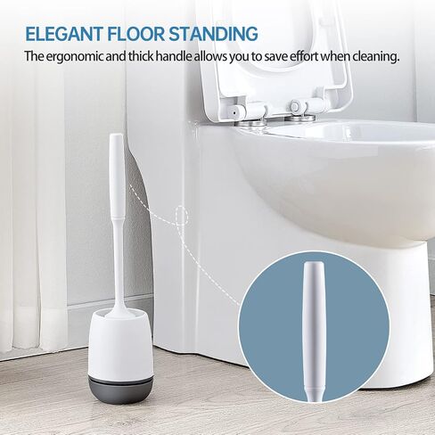 Toilet Brush, Toilet Bowl Brush and Holder Set for Bathroom, Toilet Cleaning Scrubber Cleaner Brush for Bathroom for Deep Cleaning with Stiff Plastic Bristle, Ventilated Holder (Black) in Saudi Arabia