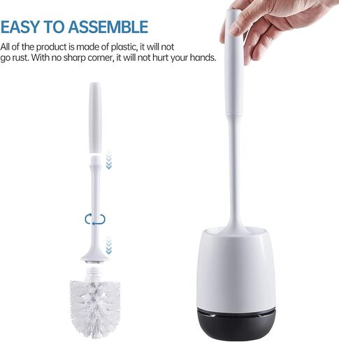Toilet Brush, Toilet Bowl Brush and Holder Set for Bathroom, Toilet Cleaning Scrubber Cleaner Brush for Bathroom for Deep Cleaning with Stiff Plastic Bristle, Ventilated Holder (Black) in Saudi Arabia
