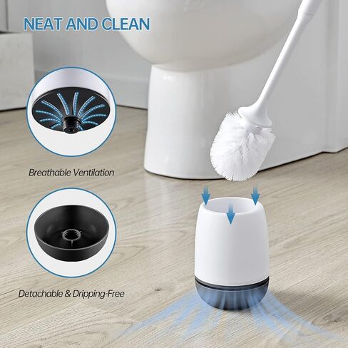 Toilet Brush, Toilet Bowl Brush and Holder Set for Bathroom, Toilet Cleaning Scrubber Cleaner Brush for Bathroom for Deep Cleaning with Stiff Plastic Bristle, Ventilated Holder (Black) in Saudi Arabia