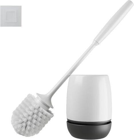 Toilet Brush, Toilet Bowl Brush and Holder Set for Bathroom, Toilet Cleaning Scrubber Cleaner Brush for Bathroom for Deep Cleaning with Stiff Plastic Bristle, Ventilated Holder (Black) in Saudi Arabia