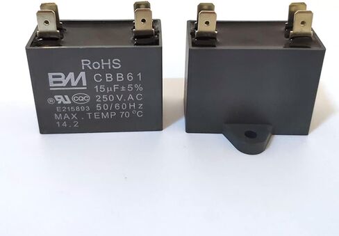 1Pcs CBB61 Capacitor 250VAC 50/60HZ 15UF Dual-Plug Generator Capacitor 15MFD Fit for Ceiling Fan Air Conditioner Washing Machines Micro Water Pumps in Saudi Arabia