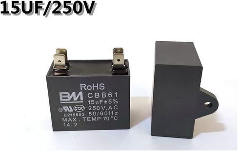1Pcs CBB61 Capacitor 250VAC 50/60HZ 15UF Dual-Plug Generator Capacitor 15MFD Fit for Ceiling Fan Air Conditioner Washing Machines Micro Water Pumps in Saudi Arabia