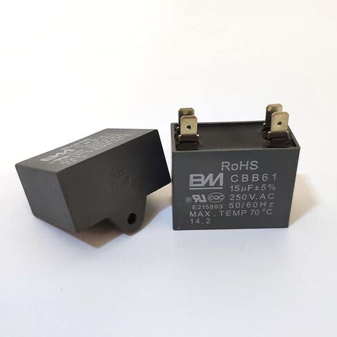 1Pcs CBB61 Capacitor 250VAC 50/60HZ 15UF Dual-Plug Generator Capacitor 15MFD Fit for Ceiling Fan Air Conditioner Washing Machines Micro Water Pumps in Saudi Arabia