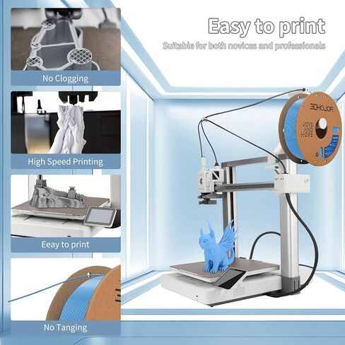 خيوط طباعة ثلاثية الأبعاد عالية السرعة PLA Filament 1.75 مم 300 مم / ثانية 1 كجم بكرة من الورق المقوى دقة الأبعاد +/- 0.03 مم تناسب معظم طابعات FDM ثلاثية الأبعاد - أزرق فاتح in Kuwait