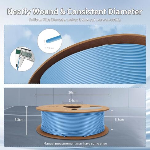 خيوط طباعة ثلاثية الأبعاد عالية السرعة PLA Filament 1.75 مم 300 مم / ثانية 1 كجم بكرة من الورق المقوى دقة الأبعاد +/- 0.03 مم تناسب معظم طابعات FDM ثلاثية الأبعاد - أزرق فاتح in Kuwait