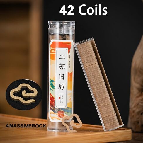 Agarwood Coils Incense (42 PCS) Spiral Incense Coil Incense Holder Burner, Natural Incense Coils Spiral Design for Long-Lasting Fragrance in Kuwait