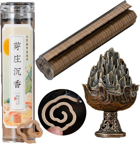 Agarwood Coils Incense (42 PCS) Spiral Incense Coil Incense Holder Burner, Natural Incense Coils Spiral Design for Long-Lasting Fragrance in Kuwait