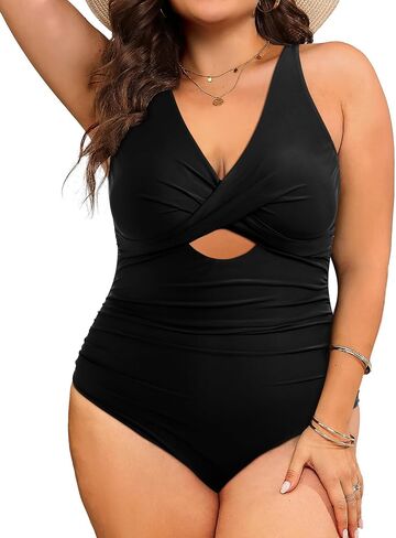 Aqua Eve Plus Size One Piece Swimsuit for Women Tummy Control Bathing Suits Cut Out Swimwear in Saudi Arabia