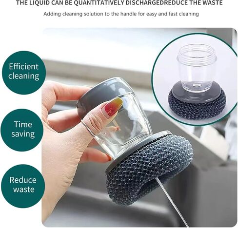 6Pcs Stainless Steel Wool Scrubber and One Steel Wool Scrubber Handle can Add Detergent，Pressing can Release Liquid，Cleaning Brush and Wire Brush for Dishes, Pots, Pans, Grills, Sink in Saudi Arabia