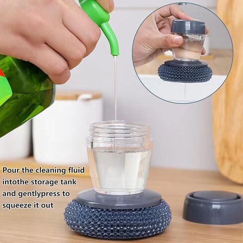 6Pcs Stainless Steel Wool Scrubber and One Steel Wool Scrubber Handle can Add Detergent，Pressing can Release Liquid，Cleaning Brush and Wire Brush for Dishes, Pots, Pans, Grills, Sink in Saudi Arabia