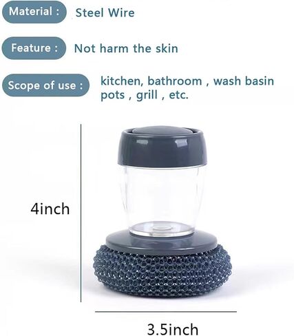 6Pcs Stainless Steel Wool Scrubber and One Steel Wool Scrubber Handle can Add Detergent，Pressing can Release Liquid，Cleaning Brush and Wire Brush for Dishes, Pots, Pans, Grills, Sink in Saudi Arabia
