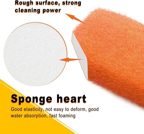 إسفنجة مغلفة بشكل فردي، إسفنجة لغسل أطباق المطبخ، وسادة تنظيف شديدة التحمل غير قابلة للخدش، مناديل تنظيف إسفنجية خالية من الروائح لشقق السفر (15 عبوة برتقالية) in Kuwait