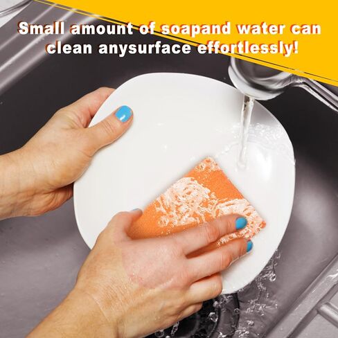 إسفنجة مغلفة بشكل فردي، إسفنجة لغسل أطباق المطبخ، وسادة تنظيف شديدة التحمل غير قابلة للخدش، مناديل تنظيف إسفنجية خالية من الروائح لشقق السفر (15 عبوة برتقالية) in Kuwait