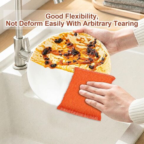 إسفنجة مغلفة بشكل فردي، إسفنجة لغسل أطباق المطبخ، وسادة تنظيف شديدة التحمل غير قابلة للخدش، مناديل تنظيف إسفنجية خالية من الروائح لشقق السفر (15 عبوة برتقالية) in Kuwait
