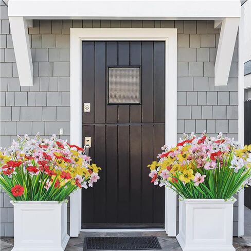 WEISPARK الزهور الاصطناعية للخارج، 20 حزمة من النباتات البلاستيكية الصناعية الملونة المقاومة للأشعة فوق البنفسجية الأوكالبتوس زهور الحرير المزيفة بوسطن سرخس الخضرة لممر الزفاف خارج المنزل الداخلي ديكور الفناء in Kuwait