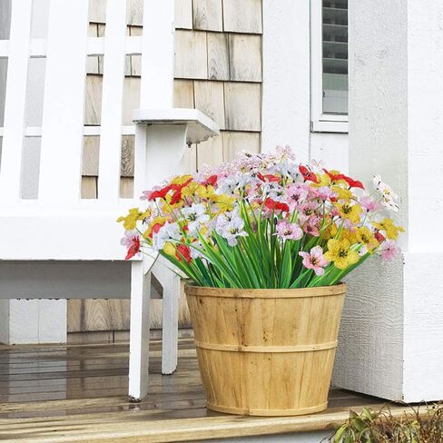 WEISPARK الزهور الاصطناعية للخارج، 20 حزمة من النباتات البلاستيكية الصناعية الملونة المقاومة للأشعة فوق البنفسجية الأوكالبتوس زهور الحرير المزيفة بوسطن سرخس الخضرة لممر الزفاف خارج المنزل الداخلي ديكور الفناء in Kuwait