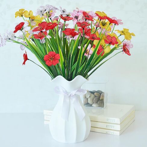 WEISPARK الزهور الاصطناعية للخارج، 20 حزمة من النباتات البلاستيكية الصناعية الملونة المقاومة للأشعة فوق البنفسجية الأوكالبتوس زهور الحرير المزيفة بوسطن سرخس الخضرة لممر الزفاف خارج المنزل الداخلي ديكور الفناء in Kuwait