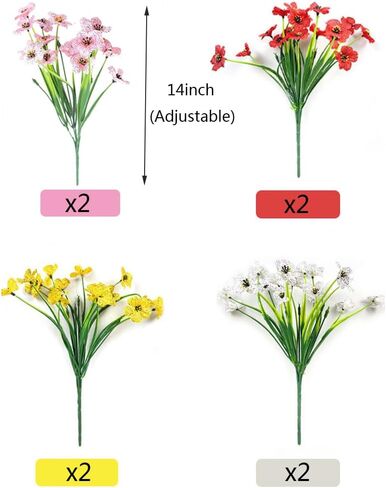 WEISPARK الزهور الاصطناعية للخارج، 20 حزمة من النباتات البلاستيكية الصناعية الملونة المقاومة للأشعة فوق البنفسجية الأوكالبتوس زهور الحرير المزيفة بوسطن سرخس الخضرة لممر الزفاف خارج المنزل الداخلي ديكور الفناء in Kuwait