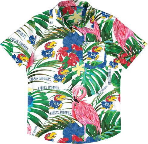FOCO Men's NCAA College Team Logo Floral Aloha Tropical Button Up Shirt in Saudi Arabia