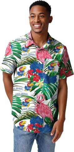 FOCO Men's NCAA College Team Logo Floral Aloha Tropical Button Up Shirt in Saudi Arabia