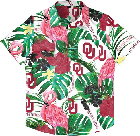 FOCO Men's NCAA College Team Logo Floral Aloha Tropical Button Up Shirt in Saudi Arabia