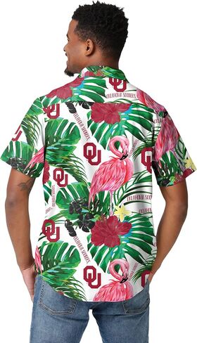 FOCO Men's NCAA College Team Logo Floral Aloha Tropical Button Up Shirt in Saudi Arabia