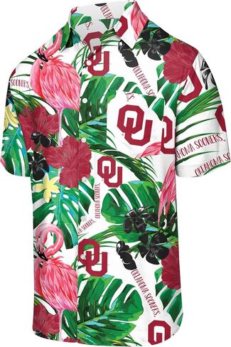 FOCO Men's NCAA College Team Logo Floral Aloha Tropical Button Up Shirt in Saudi Arabia
