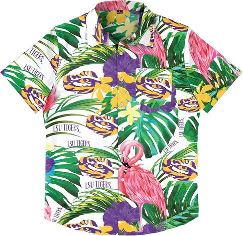 FOCO Men's NCAA College Team Logo Floral Aloha Tropical Button Up Shirt in Saudi Arabia