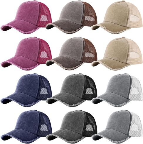24 Pcs Vintage Mesh Baseball Caps Bulk Red in Saudi Arabia