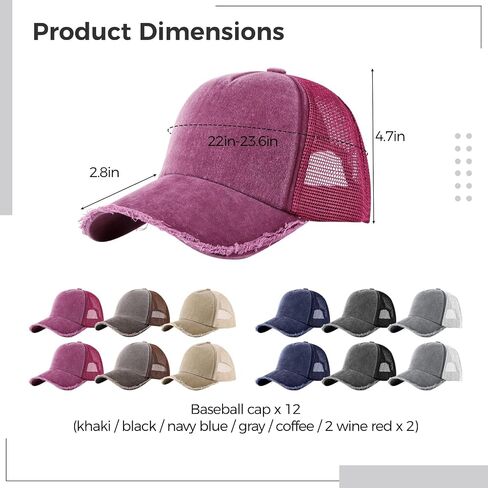 24 Pcs Vintage Mesh Baseball Caps Bulk Red in Saudi Arabia