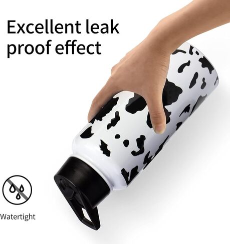 32oz Cow Print Vacuum Insulated Stainless Steel Water Bottles with Straw & Spout Lids, Double Wall Sport Bottle, Sweat-Proof BPA Free, Canteen Metal Thermo Mug Hydro Jug, Cow Print Stuff Gifts in Saudi Arabia