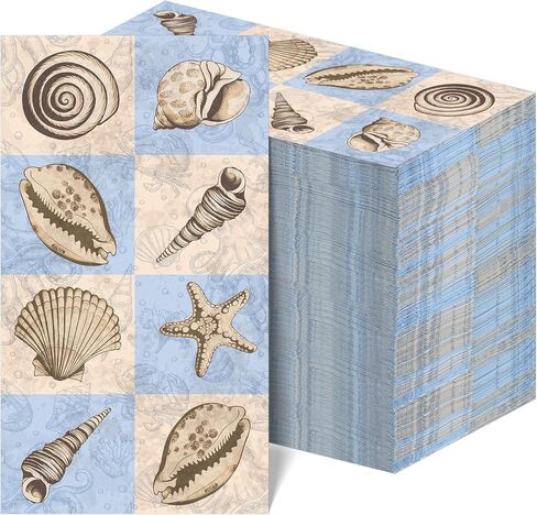 200 Pcs Summer Sea Guest Napkins Coastal Seashell Napkins Disposable Guest Towels for Bathroom Decorative Paper Napkins Ocean Hand Napkins for Bathroom Kitchen Holiday Party in Saudi Arabia