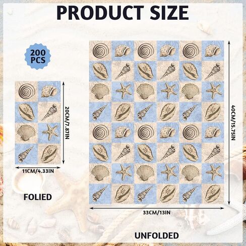 200 Pcs Summer Sea Guest Napkins Coastal Seashell Napkins Disposable Guest Towels for Bathroom Decorative Paper Napkins Ocean Hand Napkins for Bathroom Kitchen Holiday Party in Saudi Arabia