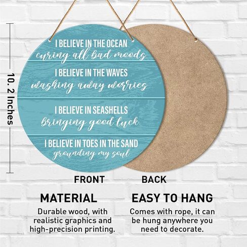 Beach House Sign Wall Decor, Summer Beach Hanging Sign Decor Farmhouse Ocean Wall Decorations Sign for Porch, Patio, Bathroom, Bedroom, Living Room, I Believe In The Ocean Curing All Bad Moods in Saudi Arabia