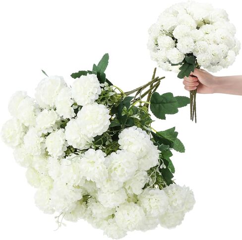 5 Bundle Wedding Hydrangea Silk Flower 50 Heads White Faux Artificial for Decoration White Flowers for Centerpieces Home Table Floral Decor DIY in Saudi Arabia