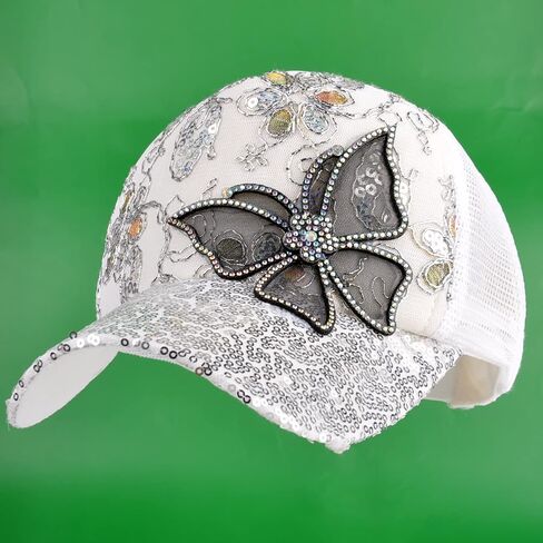 Summer Breathable Mesh Sun Hat,Flower with Bling Butterfly Design Womens Baseball Cap Girls Golf Hat Adjustable in Kuwait