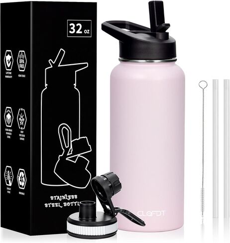 32oz Cow Print Vacuum Insulated Stainless Steel Water Bottles with Straw & Spout Lids, Double Wall Sport Bottle, Sweat-Proof BPA Free, Canteen Metal Thermo Mug Hydro Jug, Cow Print Stuff Gifts in Saudi Arabia
