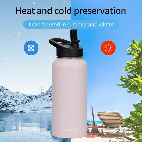 32oz Cow Print Vacuum Insulated Stainless Steel Water Bottles with Straw & Spout Lids, Double Wall Sport Bottle, Sweat-Proof BPA Free, Canteen Metal Thermo Mug Hydro Jug, Cow Print Stuff Gifts in Saudi Arabia