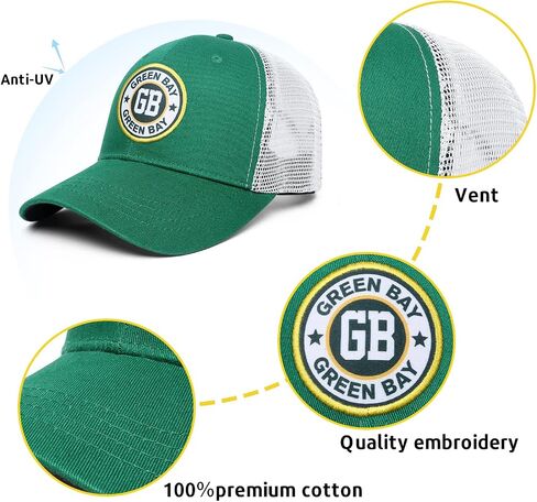 Green Bay Trucker Hat for Men Snapback Cap for Football Fans Gifts in Saudi Arabia