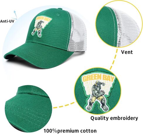Green Bay Trucker Hat for Men Snapback Cap for Football Fans Gifts in Saudi Arabia