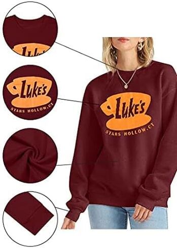 DUTUT Luke's Diner Sweatshirt Women Thin Lightweight Shirt Funny Graphic Long Sleeve Stars Hollow Pullover Coffee Tops in Saudi Arabia