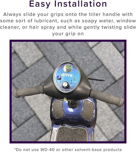 AlveyTech Black 5-1/4" Universal Handlebar Foam Grips - for The Pride Victory ES 10, Mobility Scooter, Electric Scooters, Wheelchair, E-Bikes Hand Grip Set, Mini Dirt Bike, fits Any 7/8" Handle Bar in Saudi Arabia