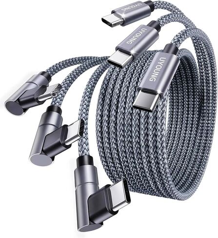 USB C to USB C Charger Cable 60W 3Pack 6FT Right Angle iPhone 15 Charger Cable Fast Type C Charging Cord for iPhone 15 Pro Max Samsung S23 Note 20 iPad Pro Air Mini MacBook Air in Kuwait