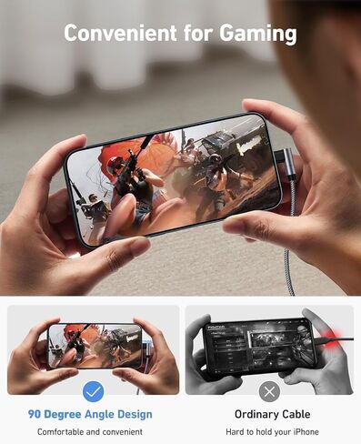 USB C to USB C Charger Cable 60W 3Pack 6FT Right Angle iPhone 15 Charger Cable Fast Type C Charging Cord for iPhone 15 Pro Max Samsung S23 Note 20 iPad Pro Air Mini MacBook Air in Kuwait