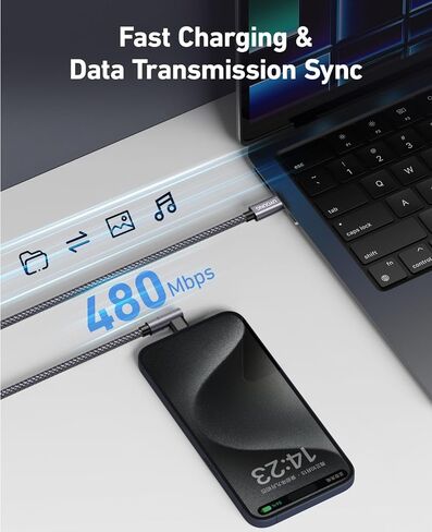 USB C to USB C Charger Cable 60W 3Pack 6FT Right Angle iPhone 15 Charger Cable Fast Type C Charging Cord for iPhone 15 Pro Max Samsung S23 Note 20 iPad Pro Air Mini MacBook Air in Kuwait